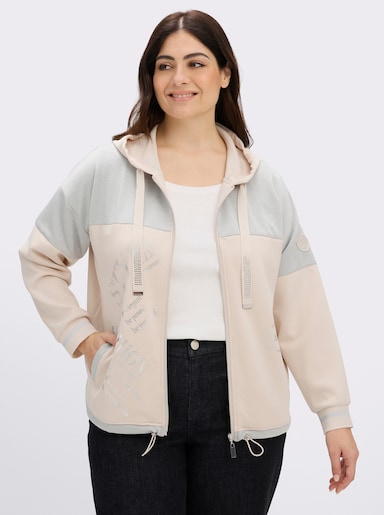 Sweatjacke im softweichen Modal-Mix - silberfarben-elfenbein