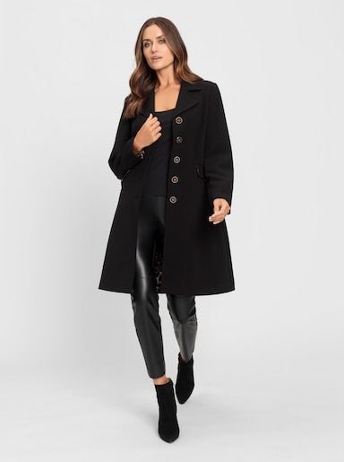 heine Kurzmantel mit Leo-Futter - schwarz