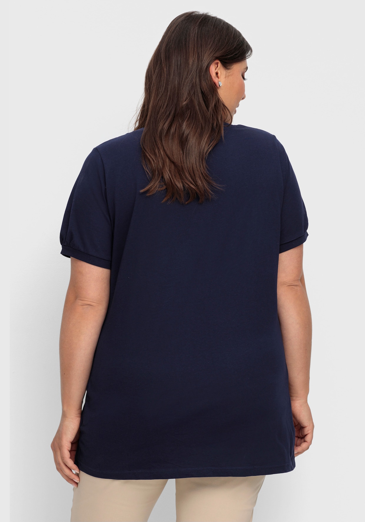 Longshirt mit gerafftem Ausschnitt - marine