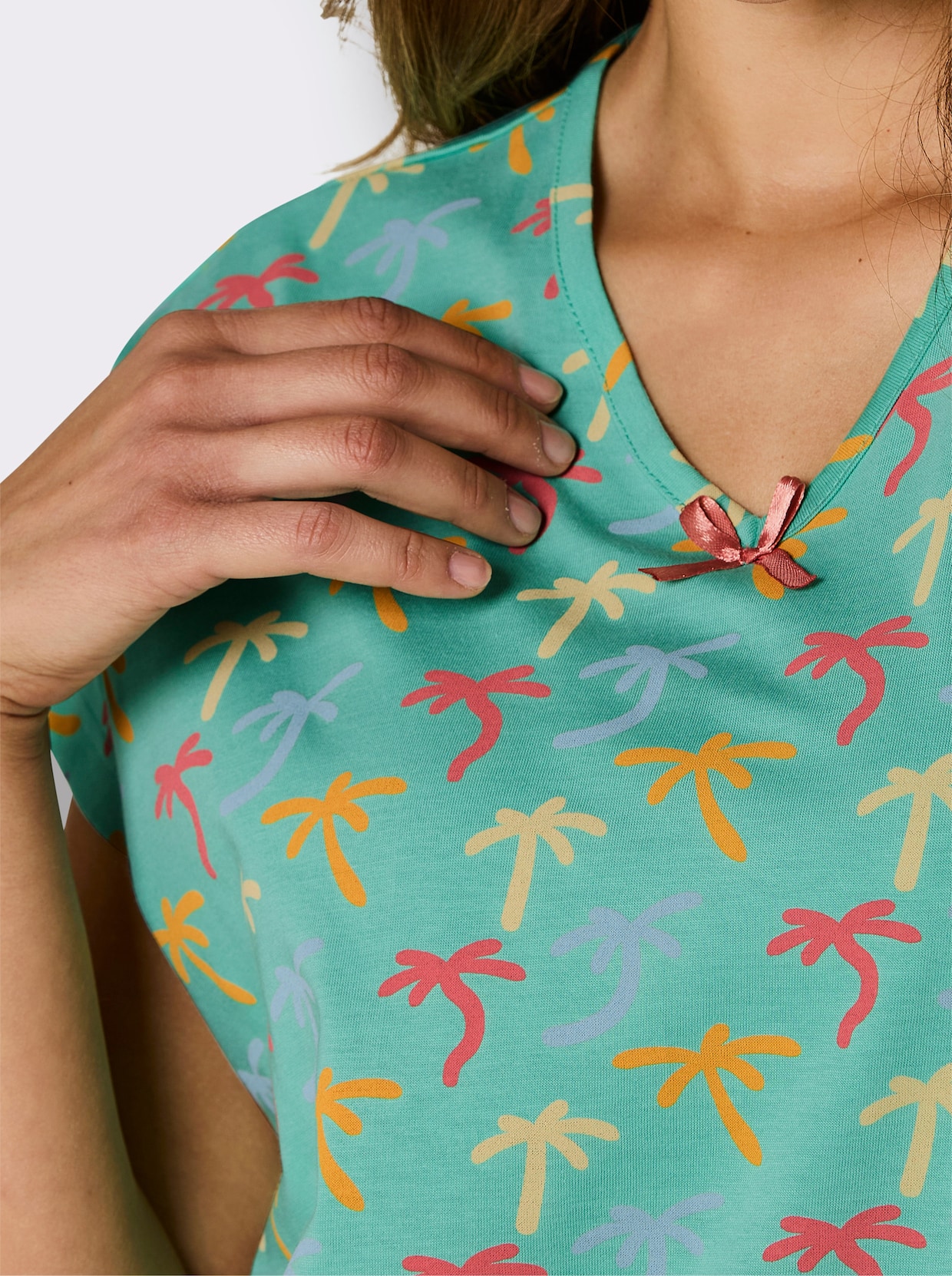 wäschepur Sleepshirts - blaugrün-gelb-bedruckt + flamingo