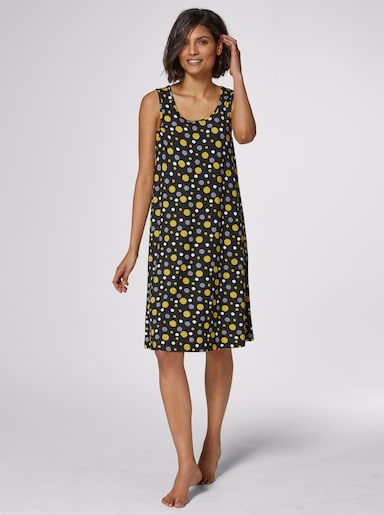 feel good Sommerkleid mit Tupfen-Druck - schwarz-getupft