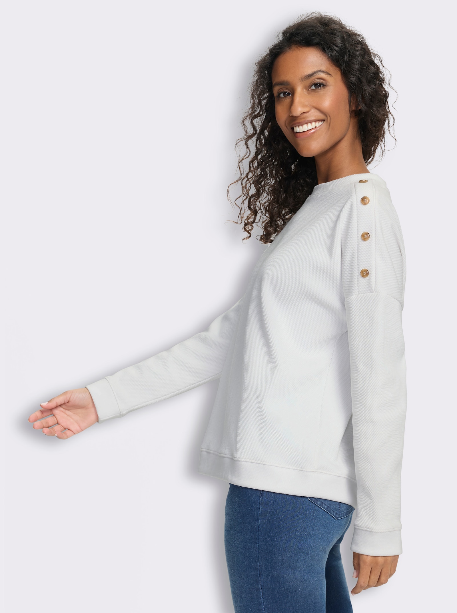 heine Langarmshirt mit Waffelstruktur - ecru