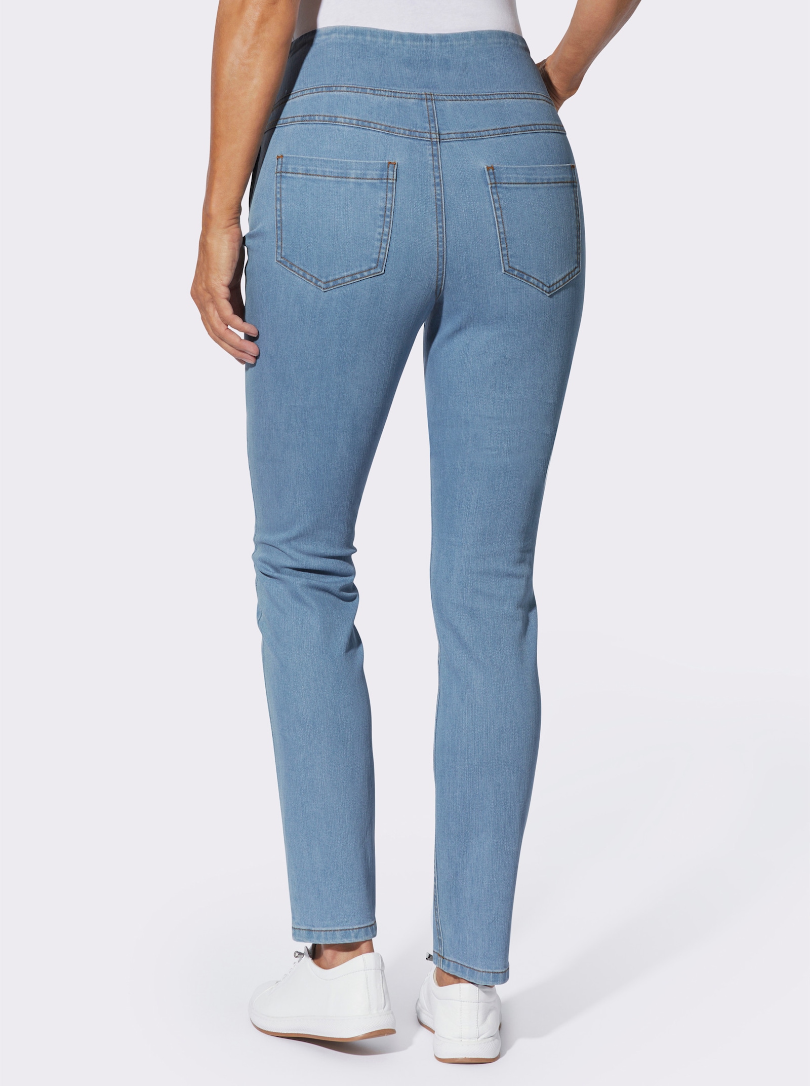 Jeans mit seitlichem Reißverschluss - blue-bleached