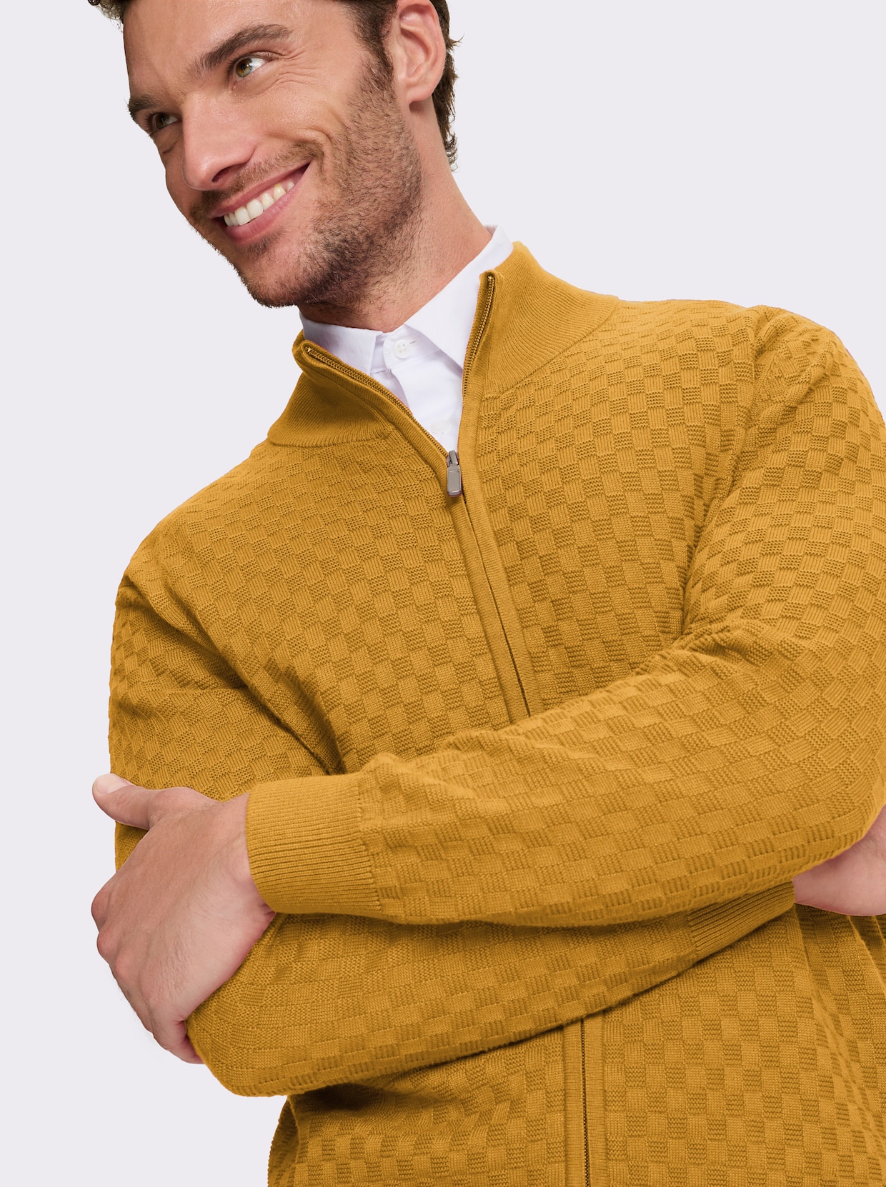 Marco Donati Strickjacke mit verdecktem Reißverschluss - ocker