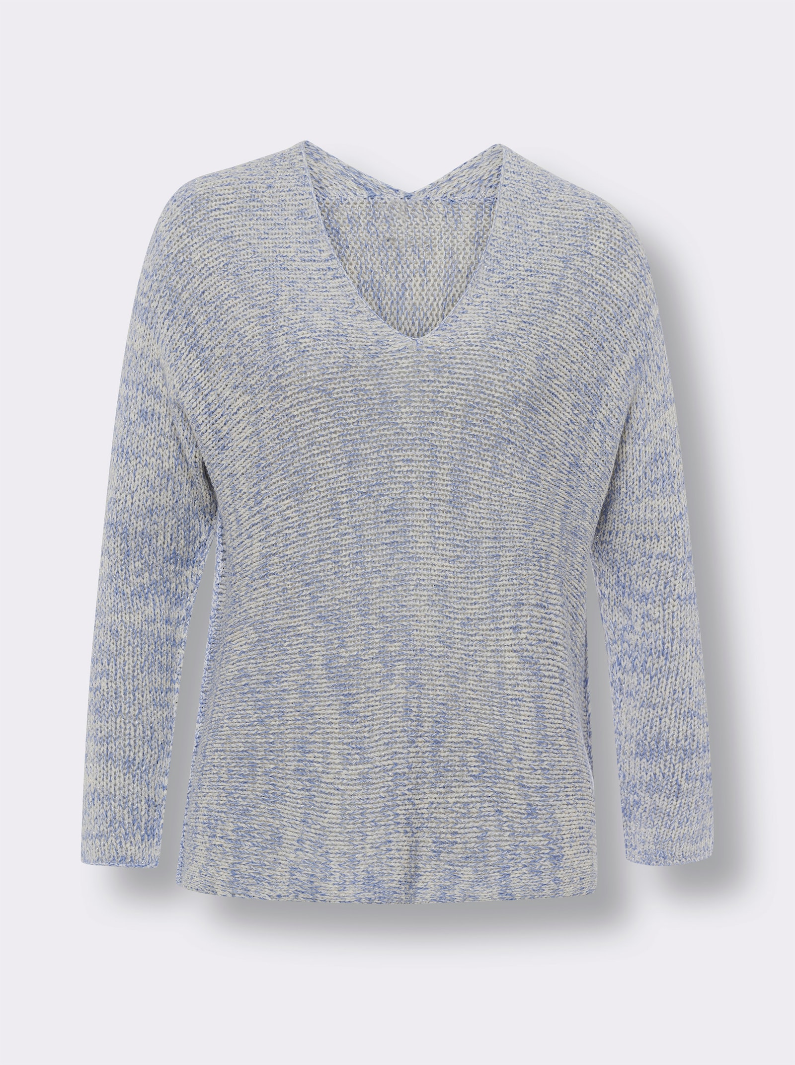 heine Fledermauspullover mit weiten Ärmeln - hellblau-ecru-meliert