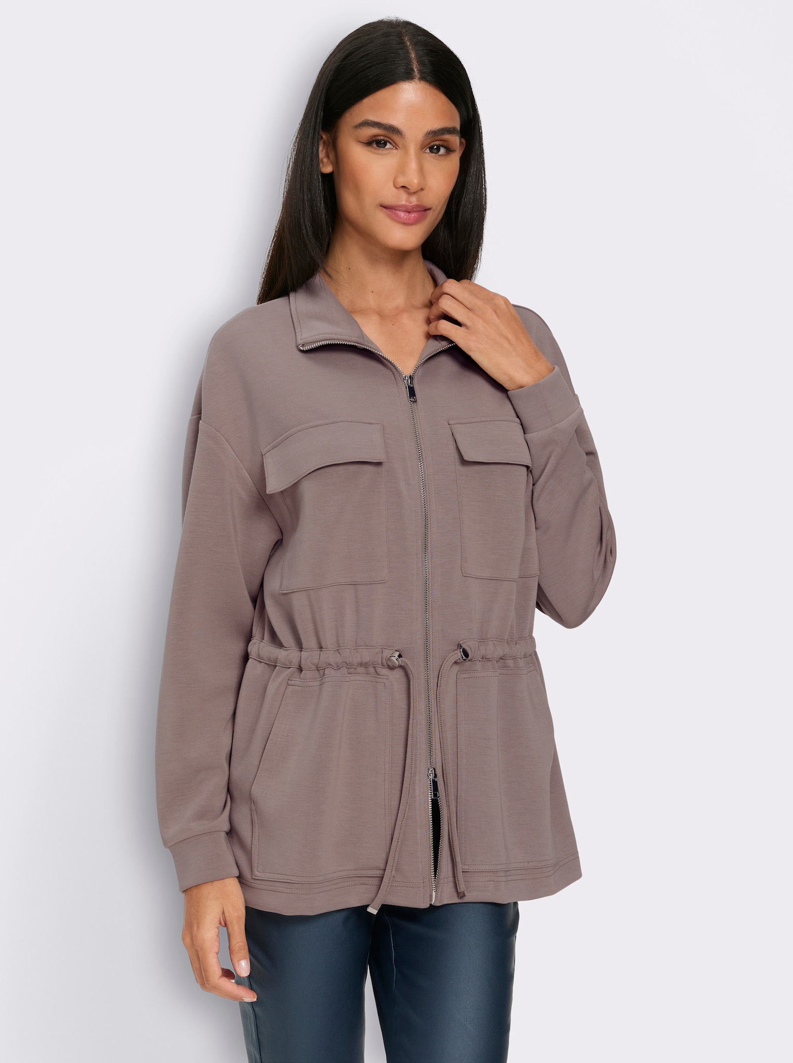 heine Jacke mit Tunnelzug in der Taille - taupe