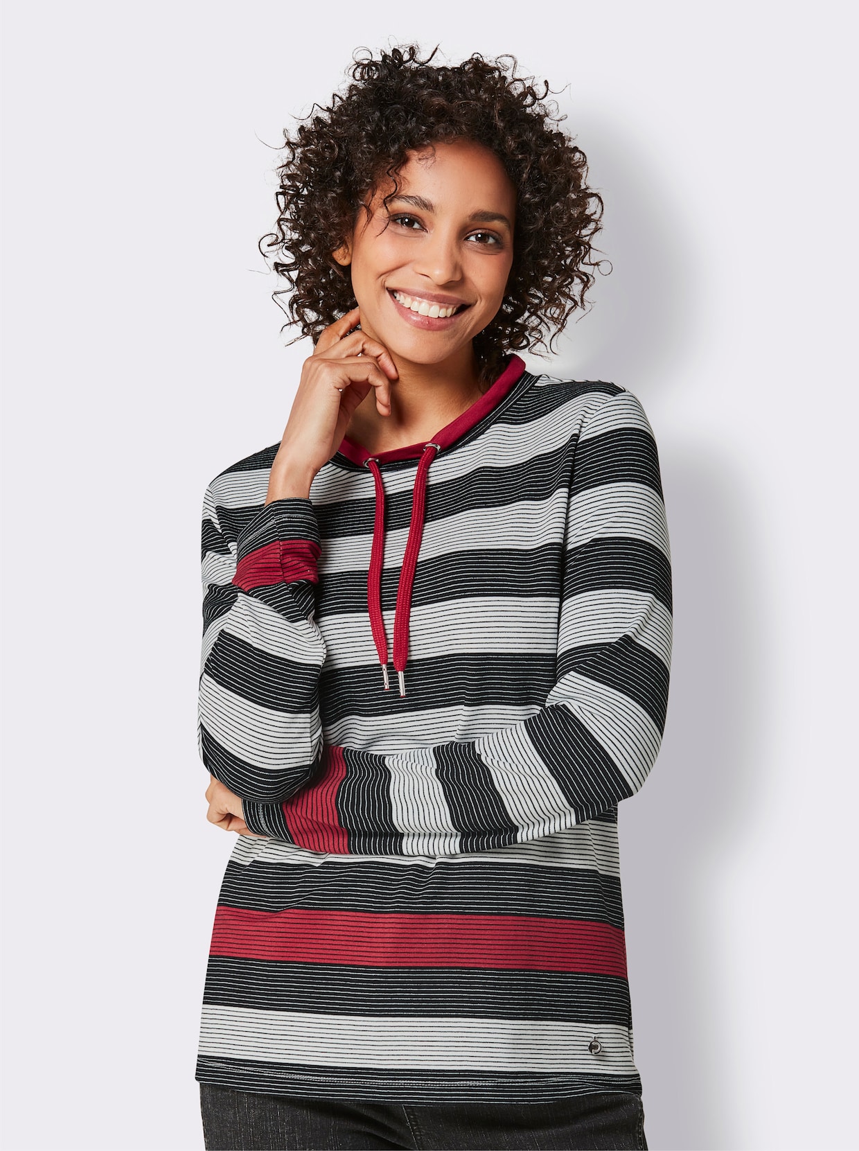 CREATION L PREMIUM Sweatshirt - zwart/rood gestreept