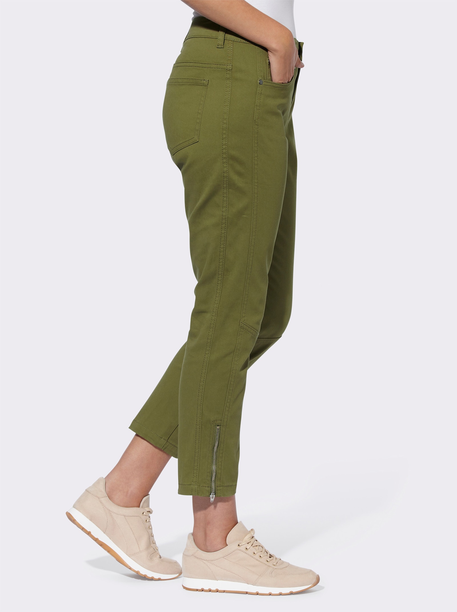 heine Röhrenhose mit Bauchweg-Einsatz vorn - oliv