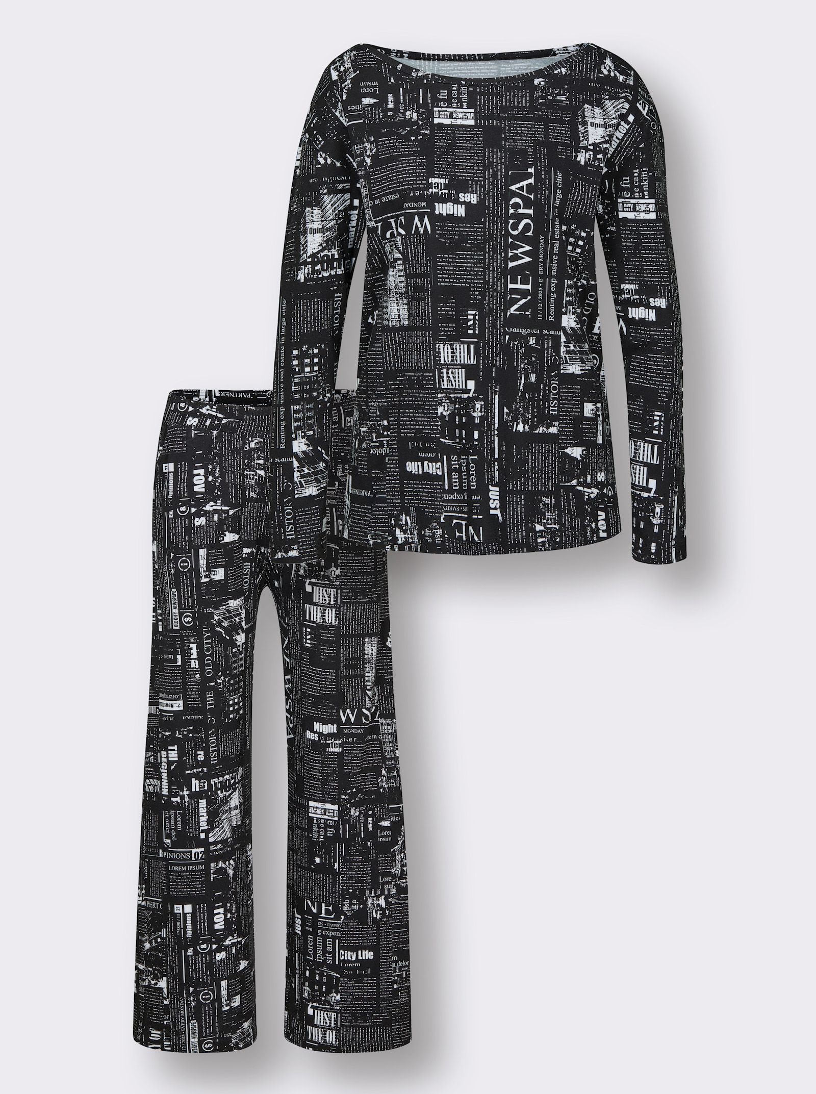 wäschepur Schlafanzug - schwarz-weiß-bedruckt