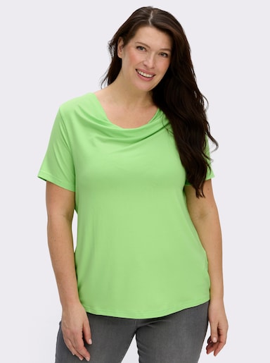 Wasserfallshirt mit kurzen Ärmeln - reseda
