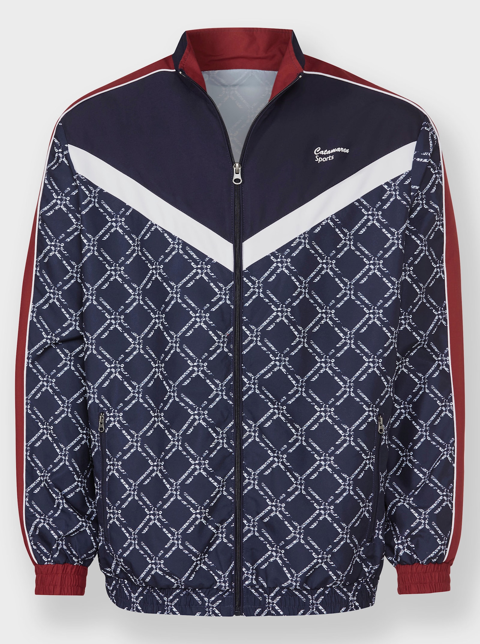 Catamaran Sports Freizeitanzug aus atmungsaktiver Microfaser - marine-dunkelrot-bedruckt