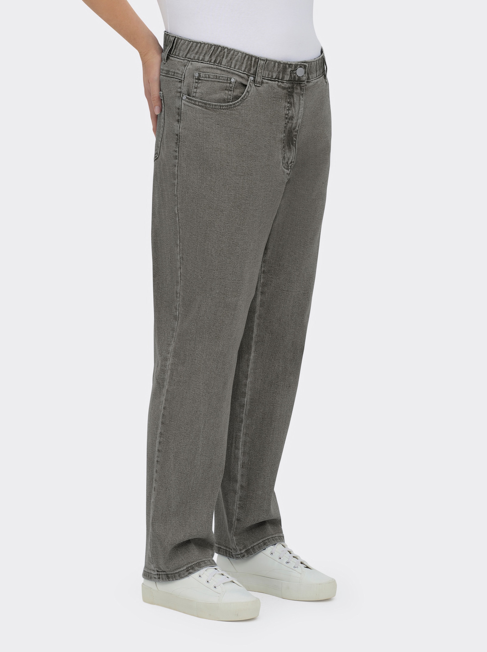 5-Pocket-Jeans mit innenliegendem Dehnbund - grey-denim