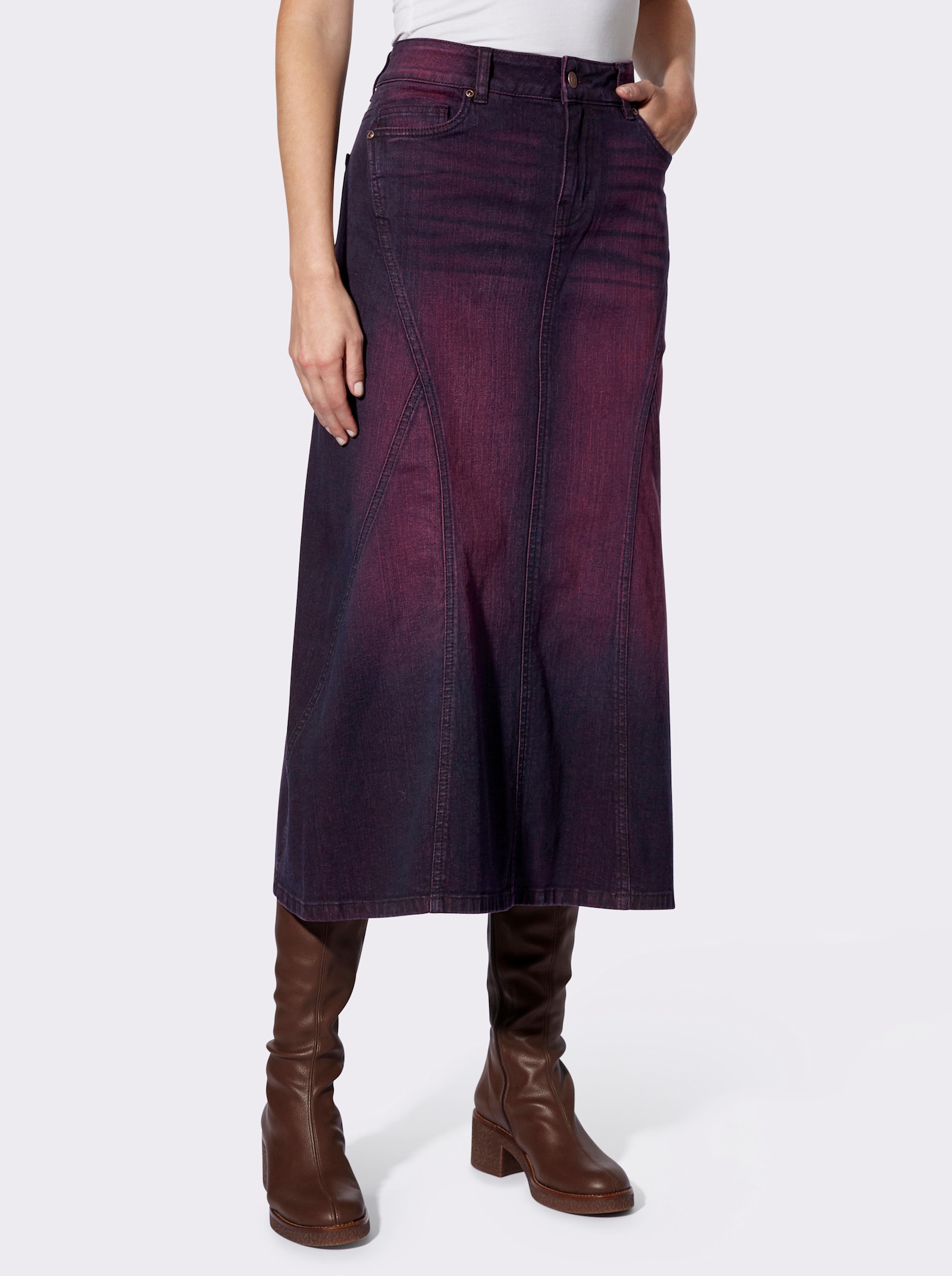 heine Jeansrock im 5-Pocket-Style - burgund