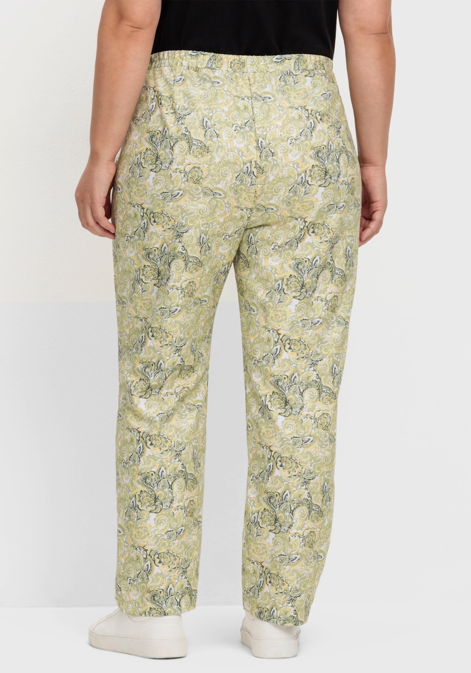 Druckhose mit Paisley-Muster - lindgrün-zitrone-bedruckt