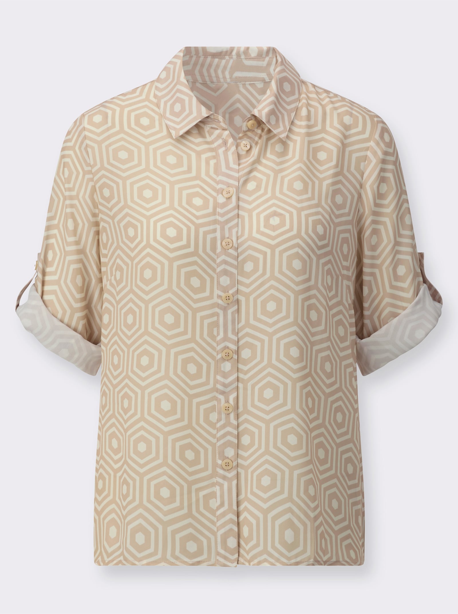 Hemdbluse in pflegeleichter Qualität - ecru-sand-gemustert