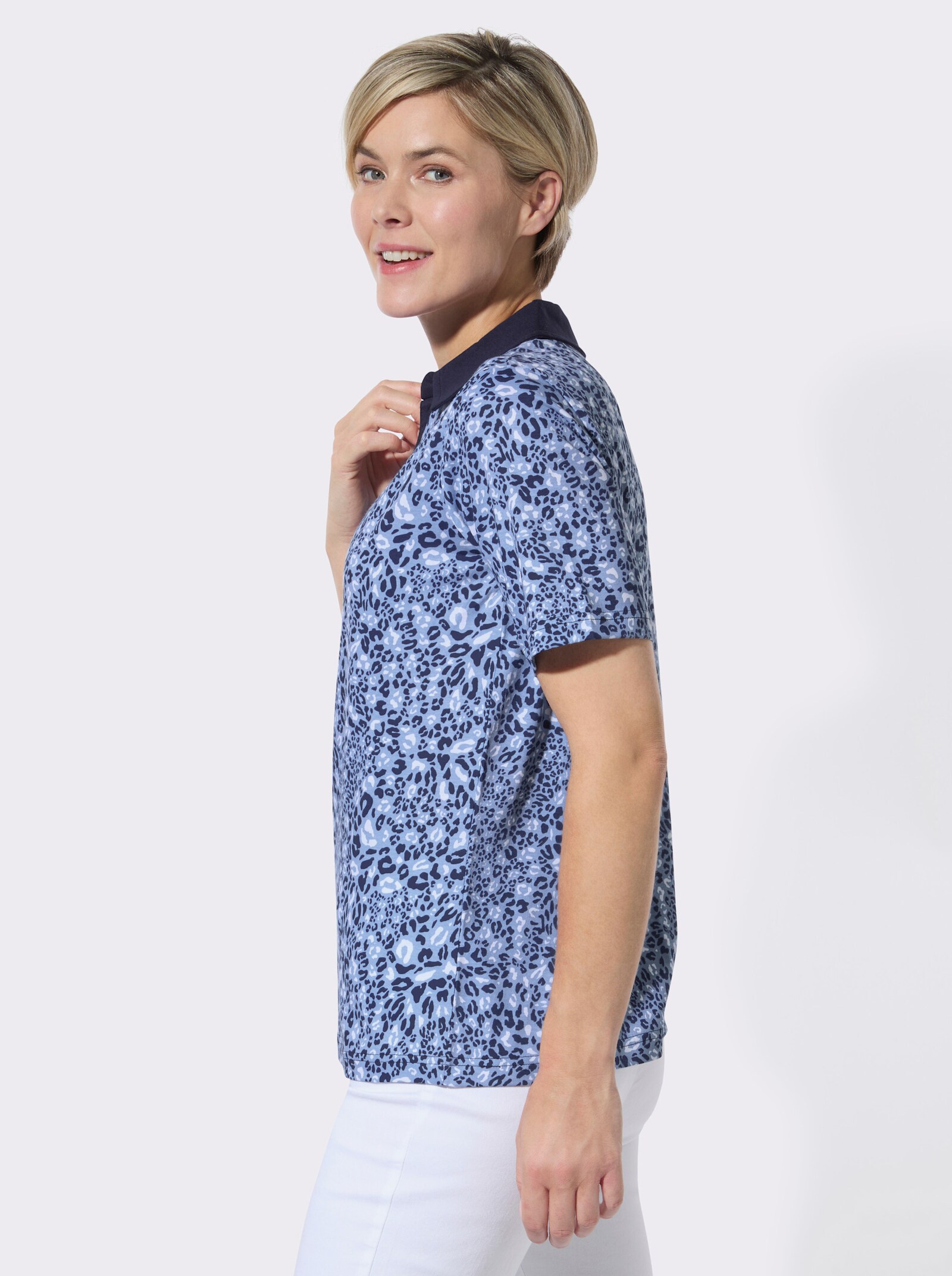 Poloshirt im Animal-Dessin - bleu-marine-bedruckt