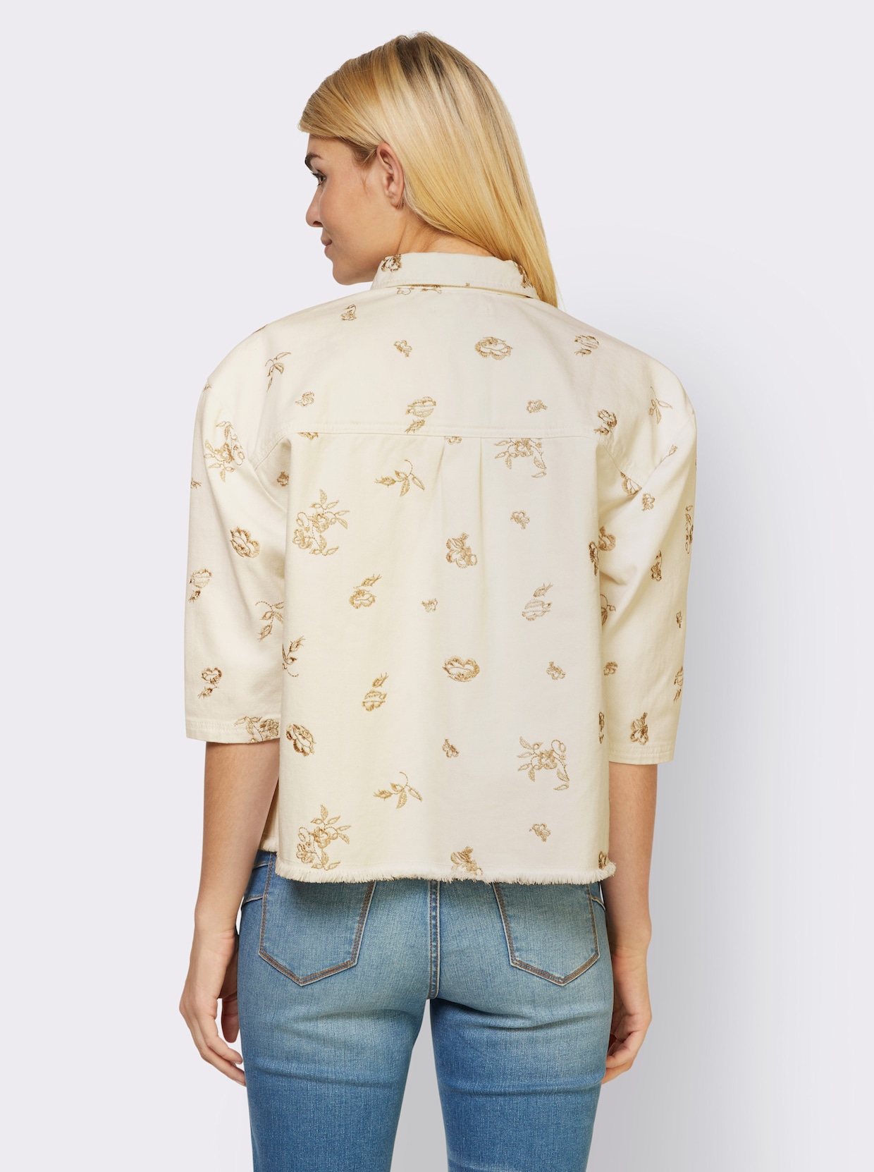 heine Jeansjack - ecru/beige gedessineerd