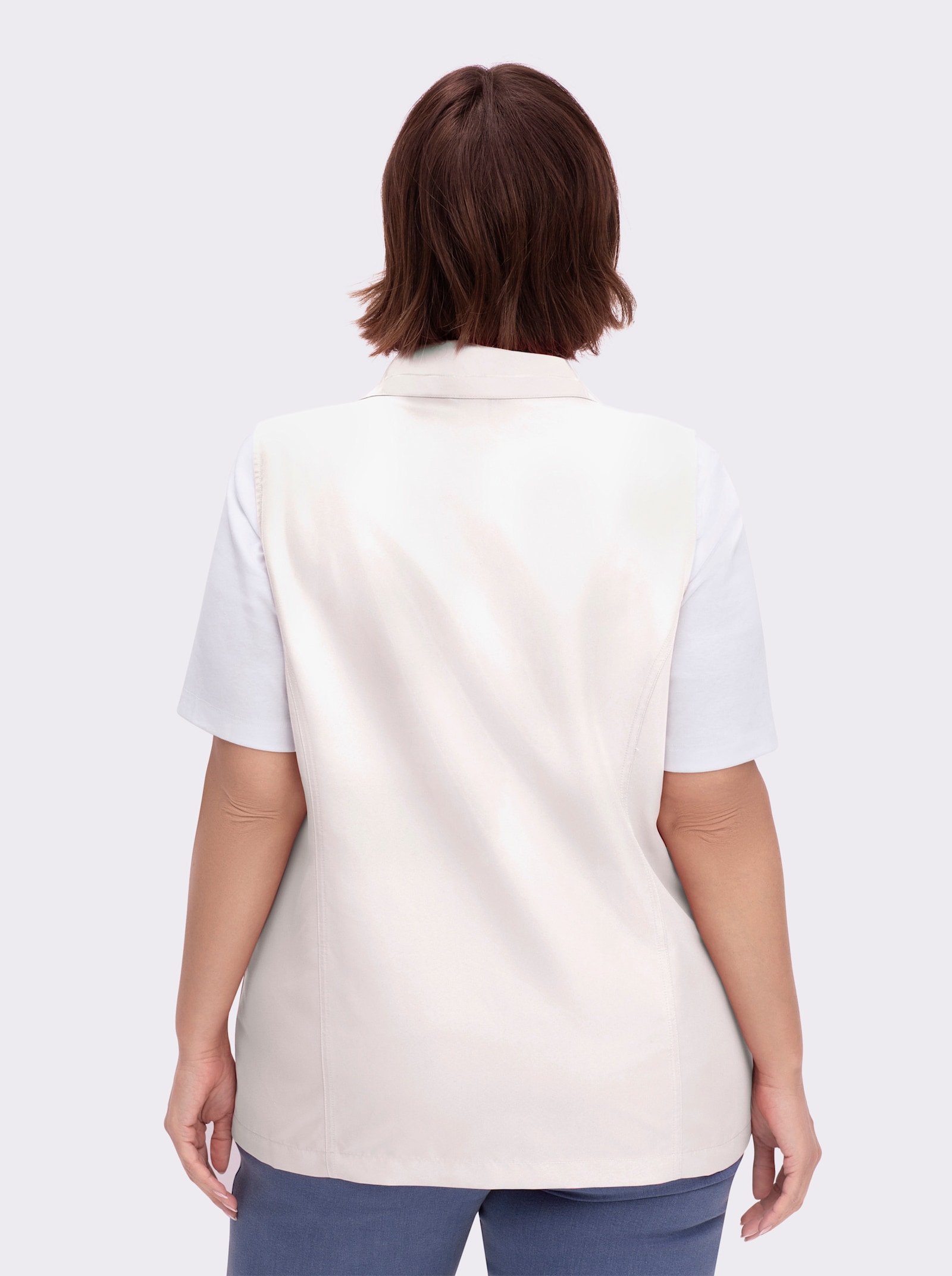 Longweste aus Microfaser - ecru