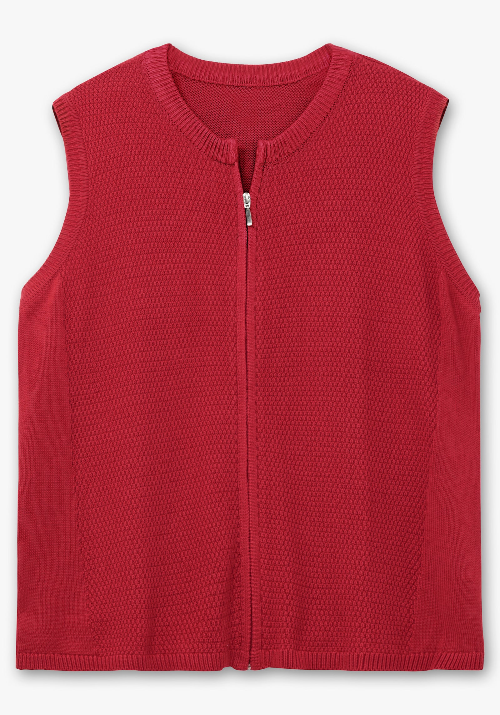 Strickweste mit durchgehendem Reißverschluss - rot