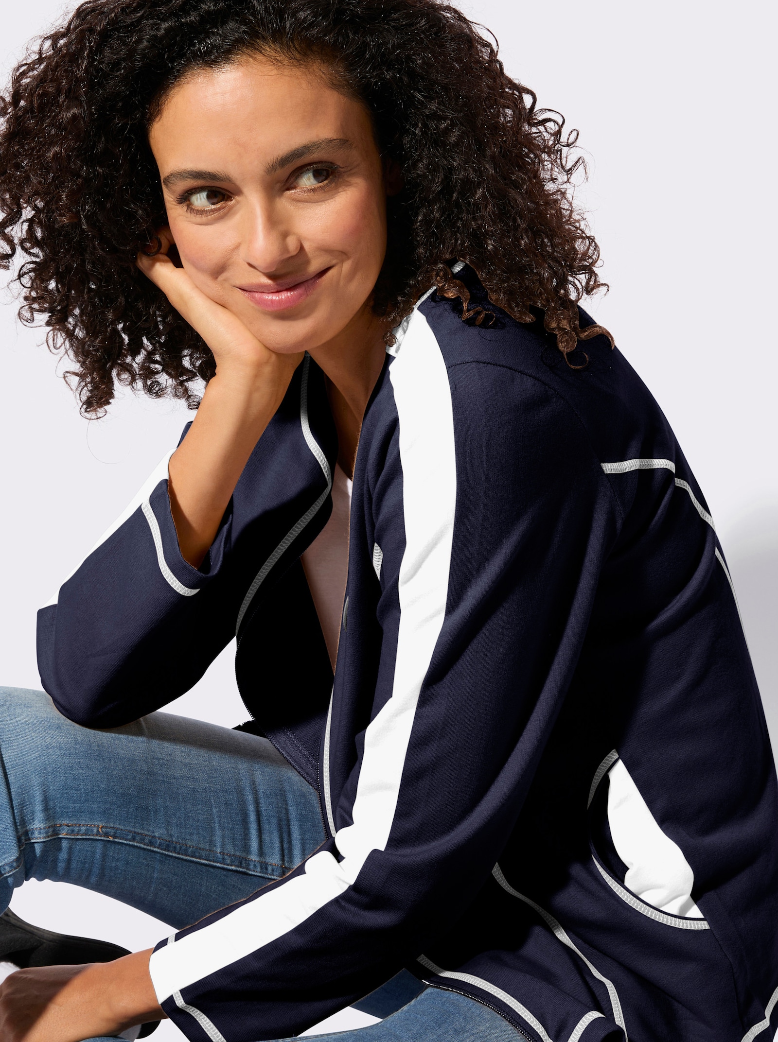 Shirtjacke - marine-ecru