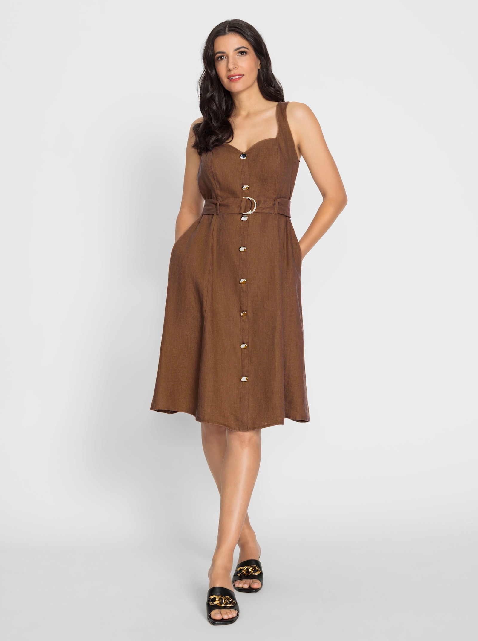 heine Cocktailkleid aus reinem Leinen - braun