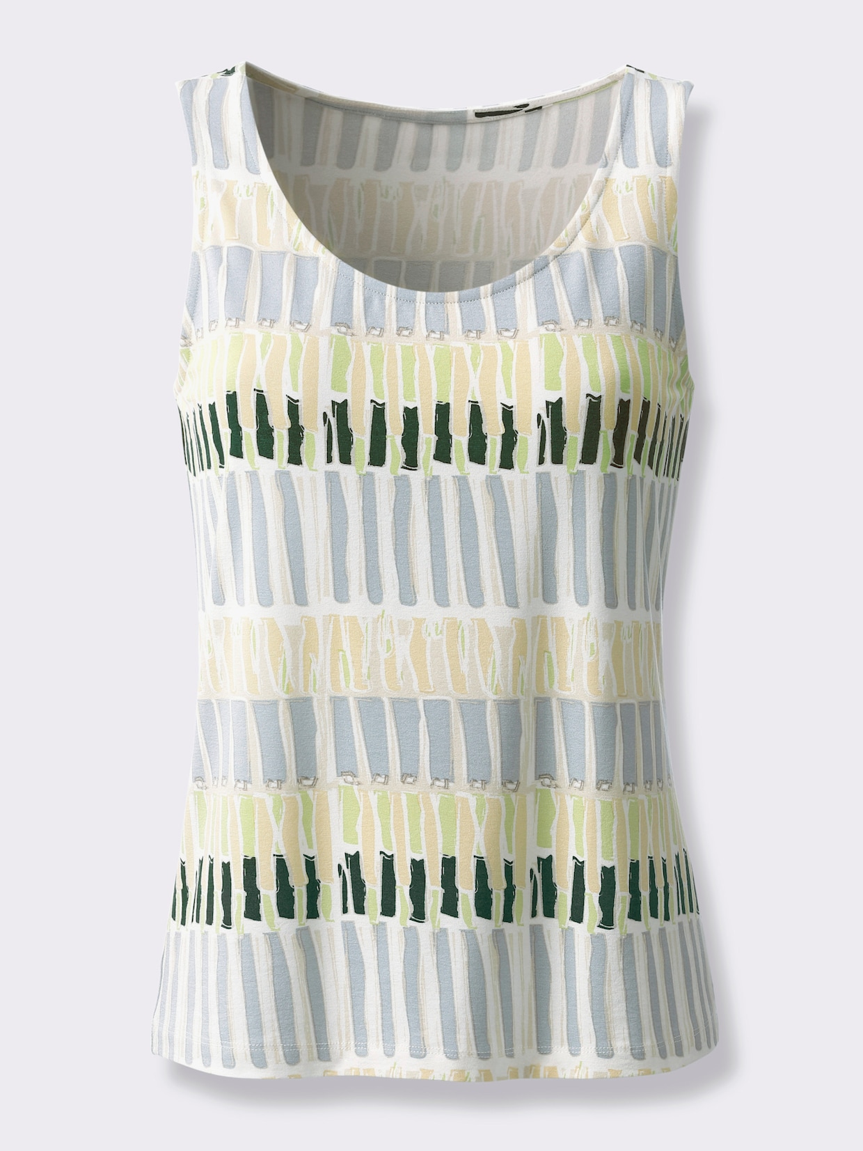 Shirttop mit Druckmuster rundum - ecru-moos-bedruckt