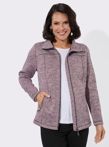 Strickfleece-Jacke mit Teilungsnähten - rosé-meliert
