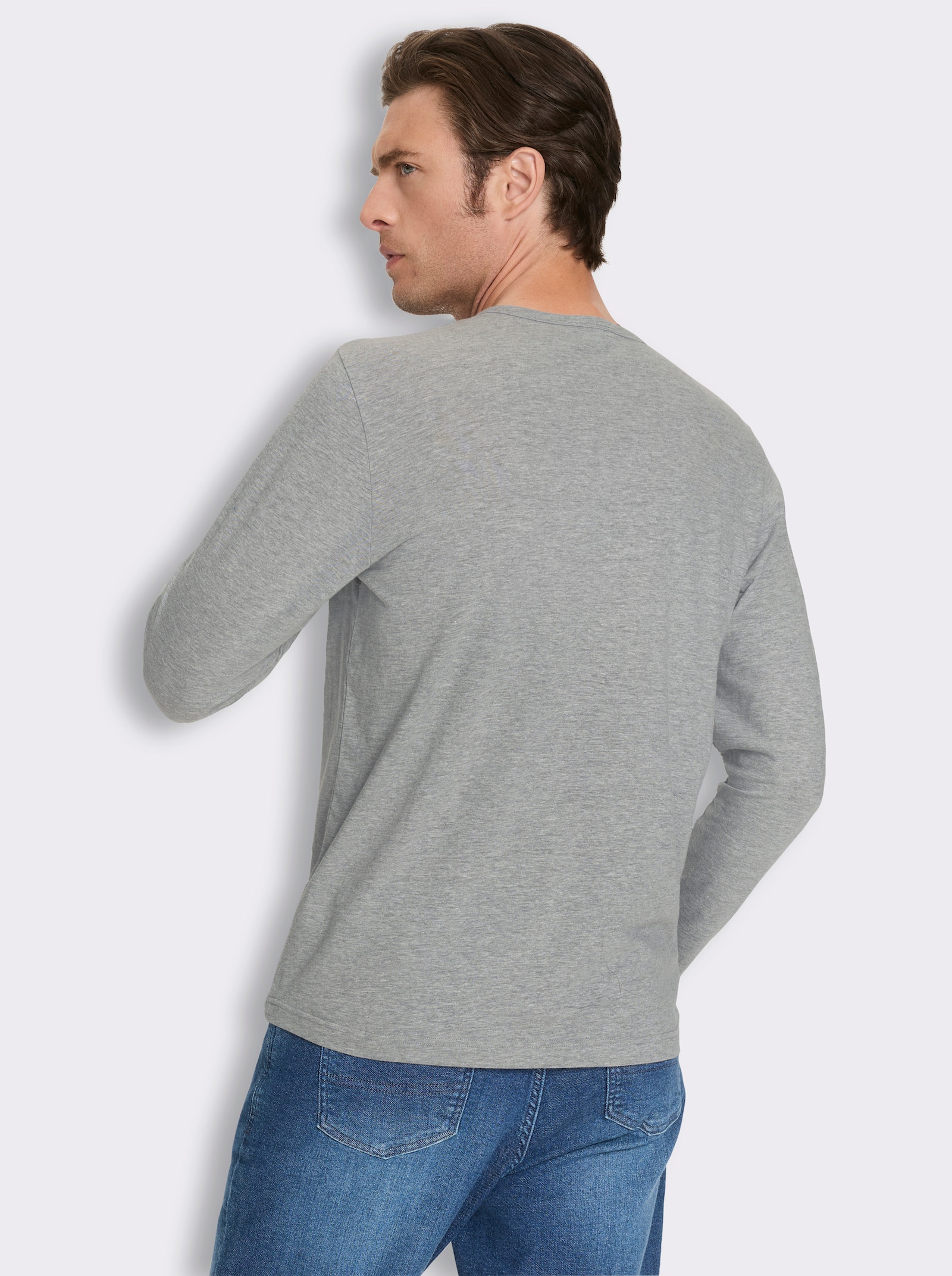 Langarmshirt mit Print - grau-meliert