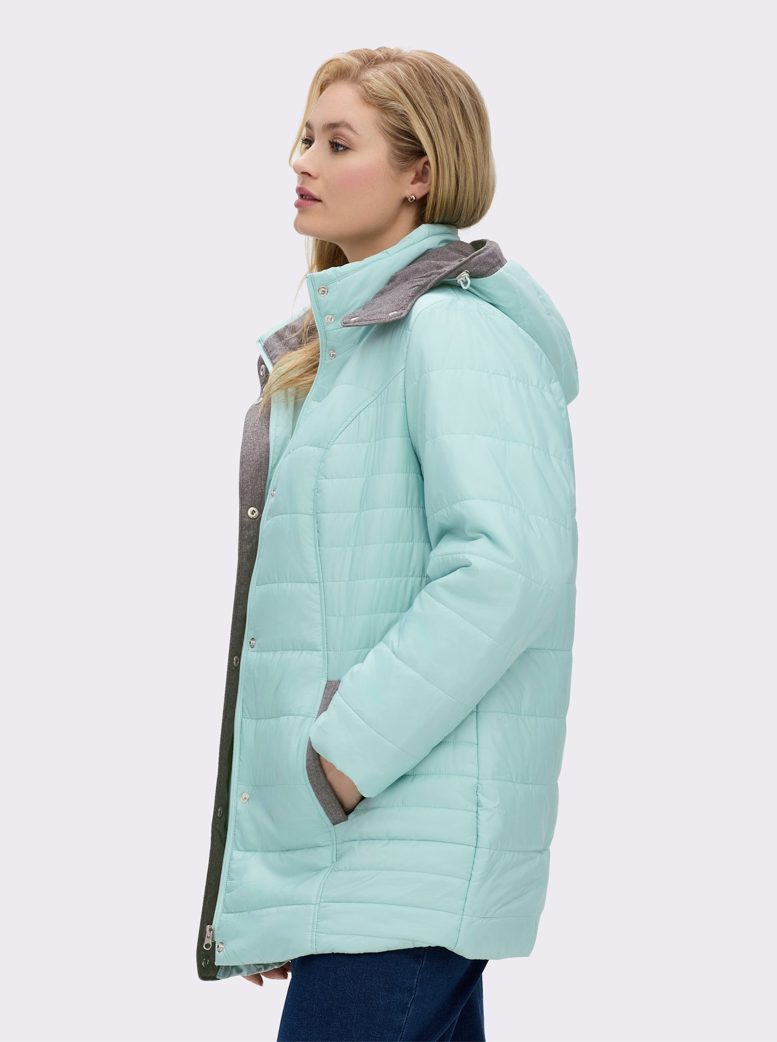 Steppjacke mit abnehmbarer Kapuze - kalkmint