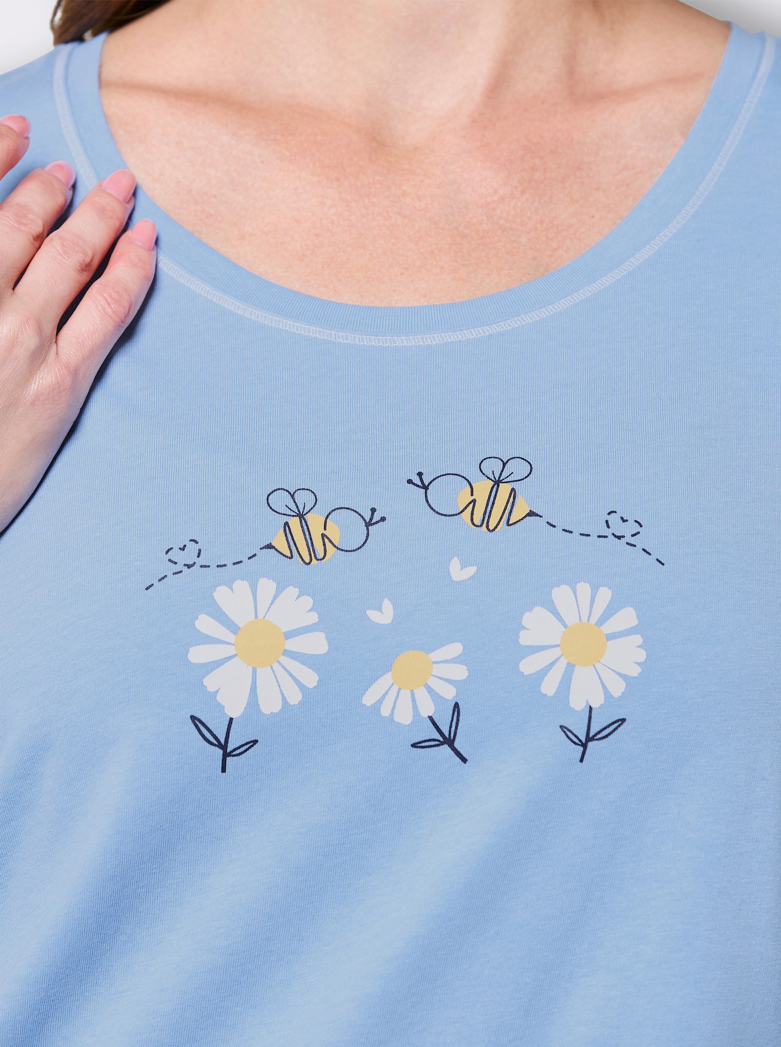 wäschepur Nachthemden mit Print - himmelblau-weiß-bedruckt