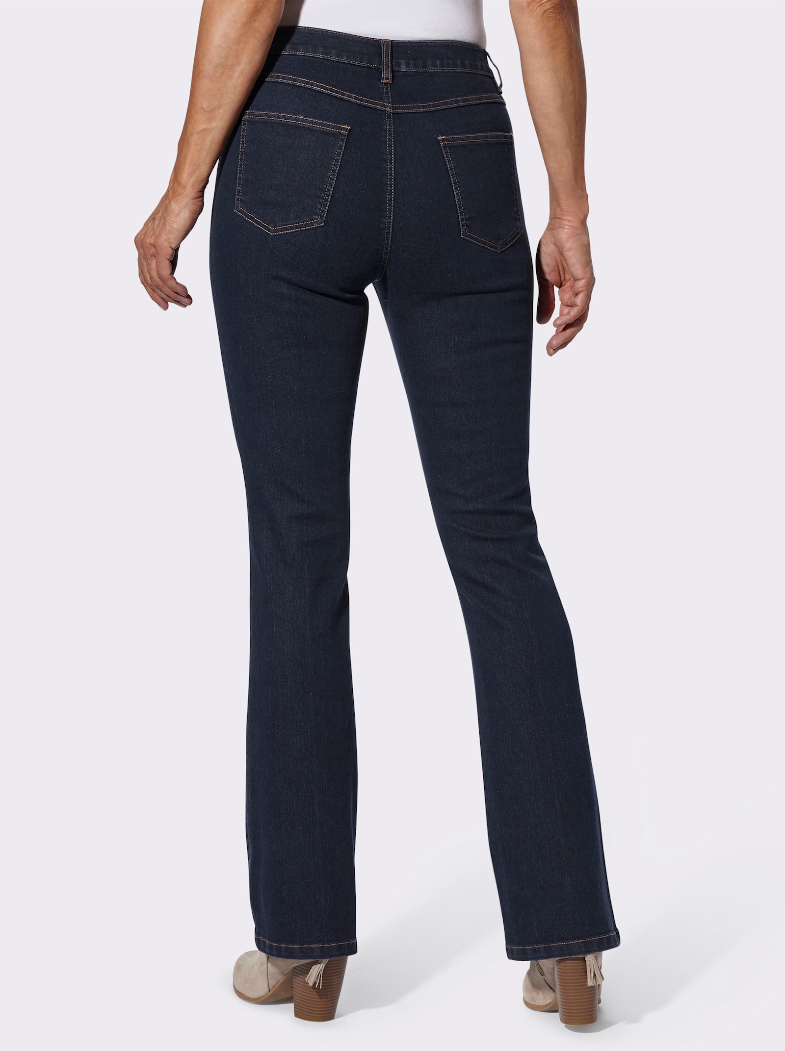 Bootcut-Jeans mit abgesteppter Biese - dark blue