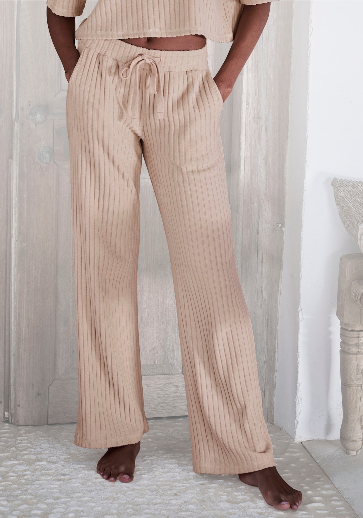 LASCANA Homewearhose - sand-meliert