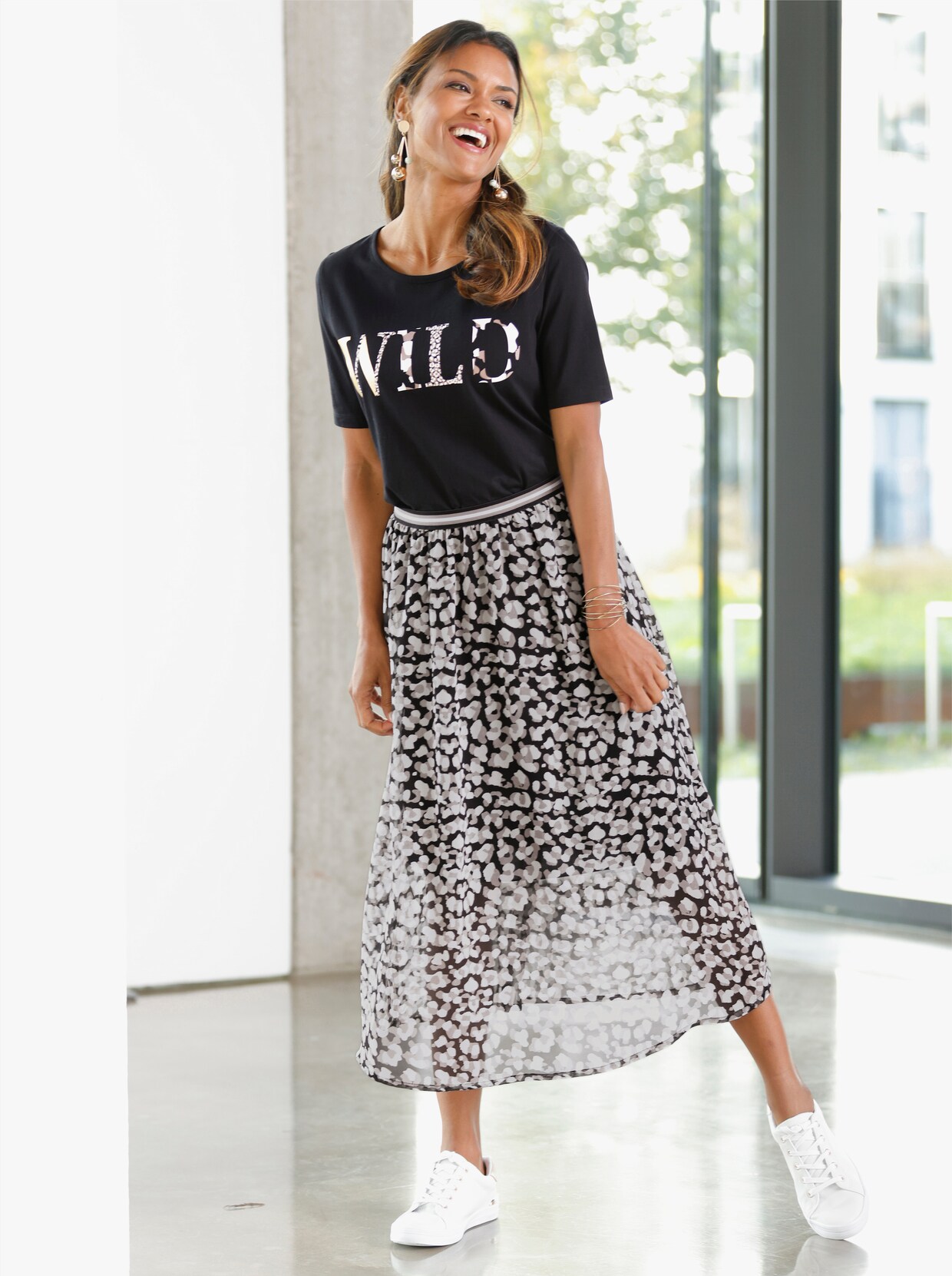 Shirt met korte mouwen - zwart geprint