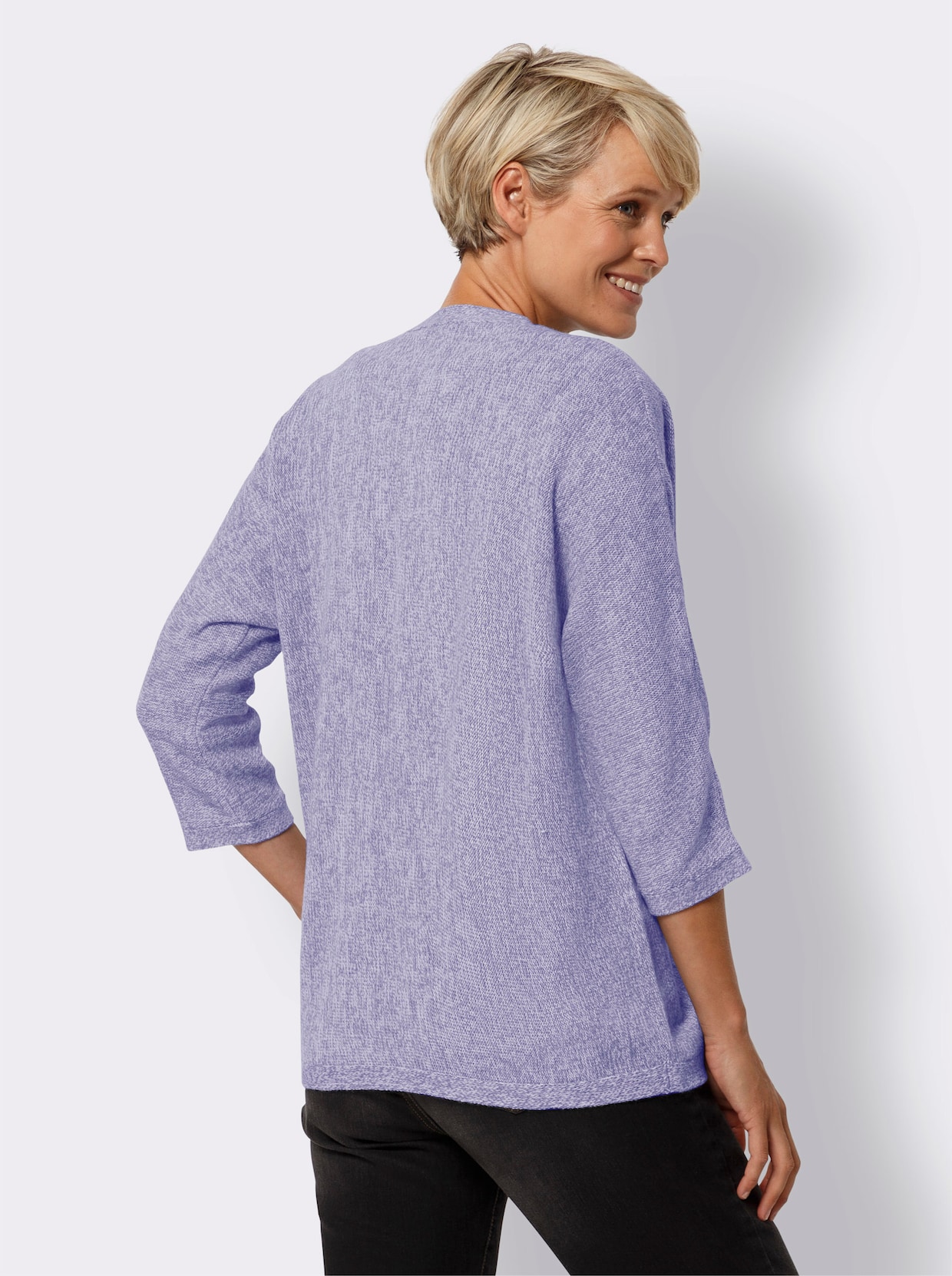 Strickjacke - lavendel-weiß-meliert