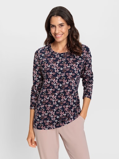 Print-Shirt mit langen Ärmeln - marine-rosenquarz-bedruckt