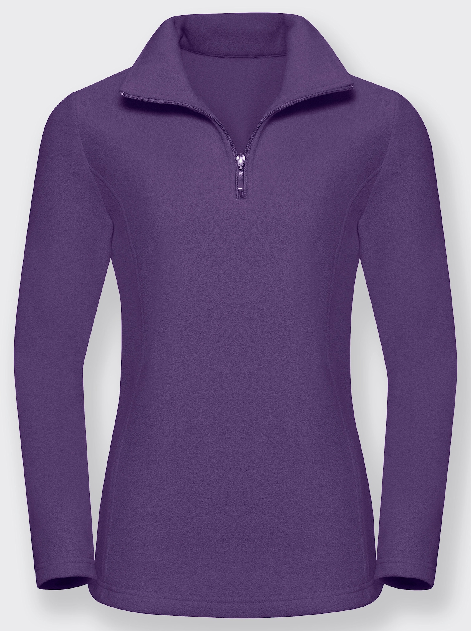 Fleeceshirt mit Troyerkragen - lila
