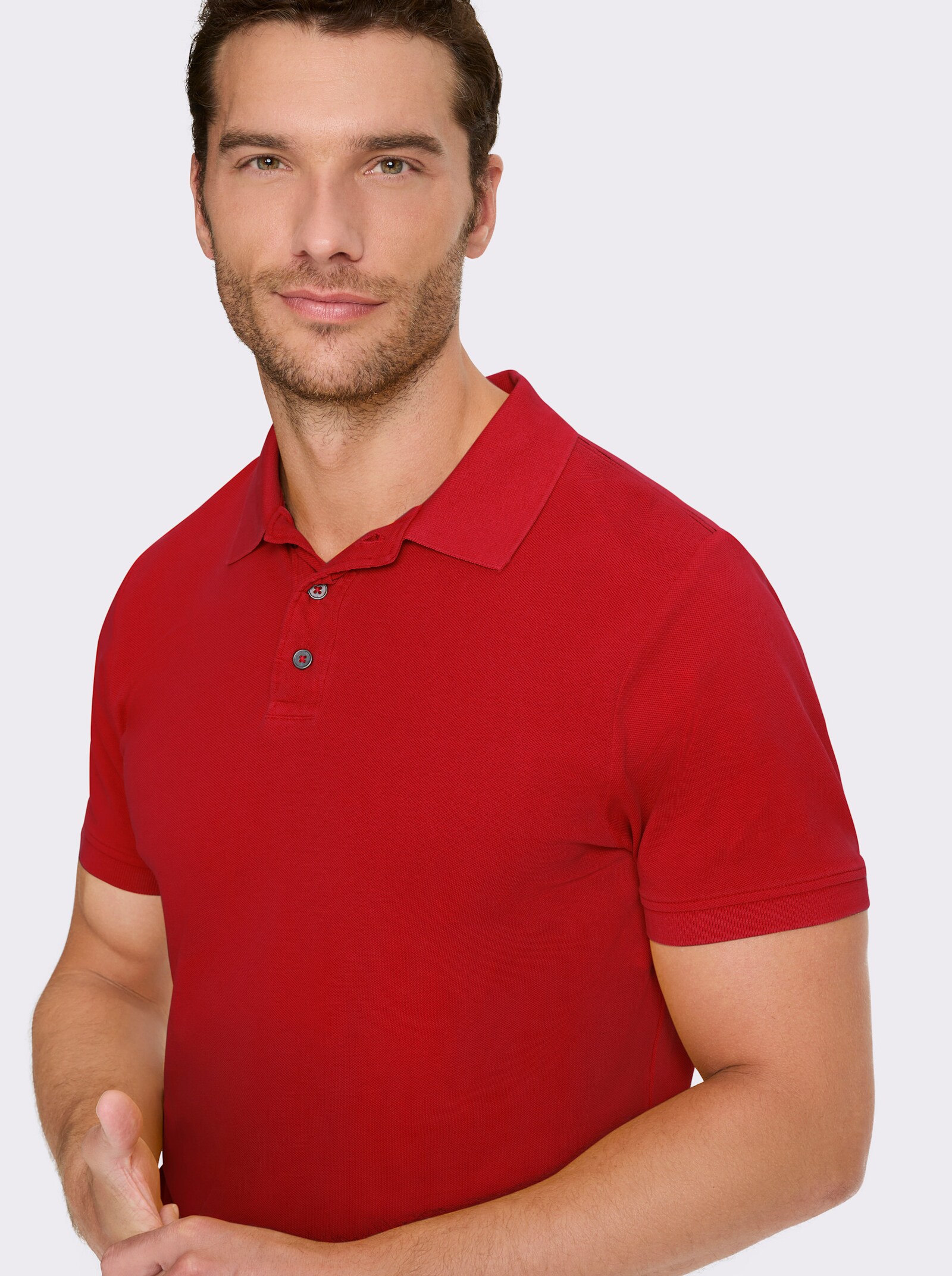 Catamaran Kurzarmshirt aus Baumwoll-Pikee - kirsche