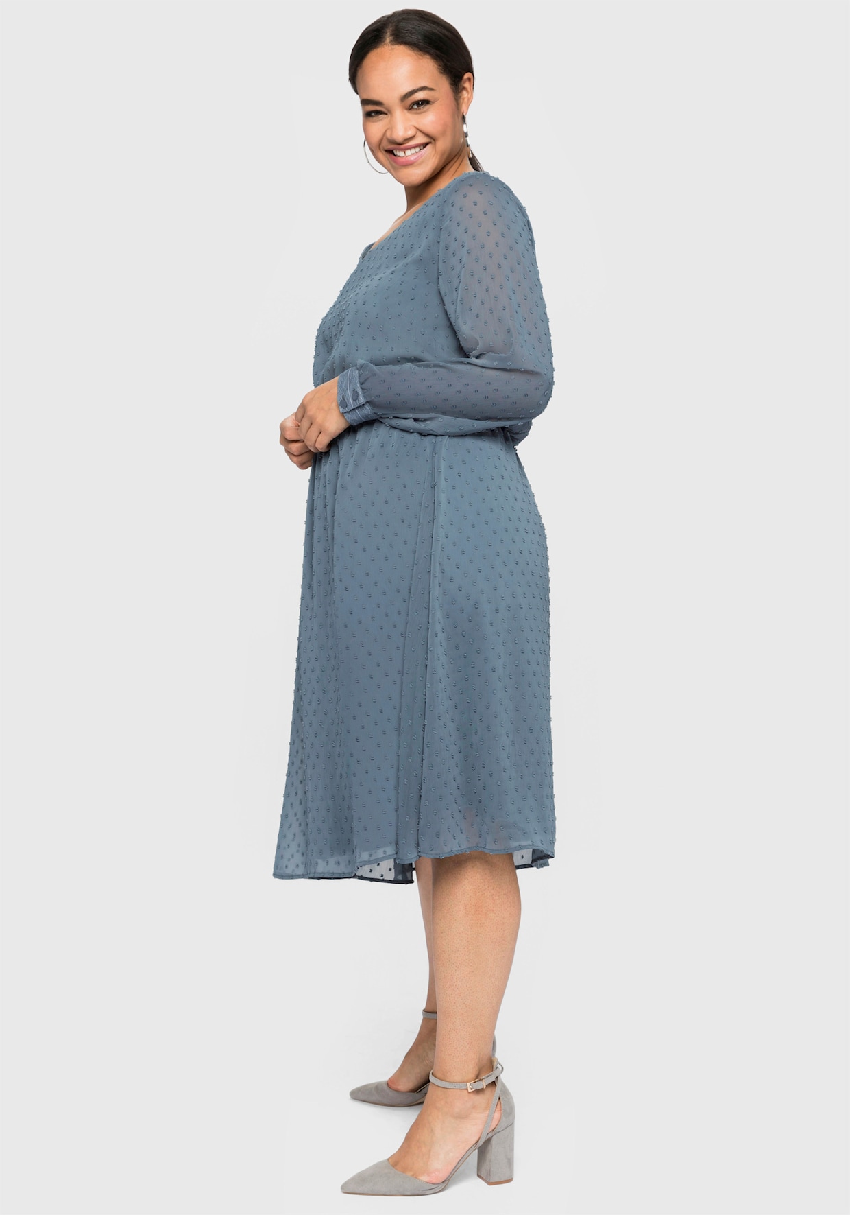 sheego Chiffon jurk - staalblauw