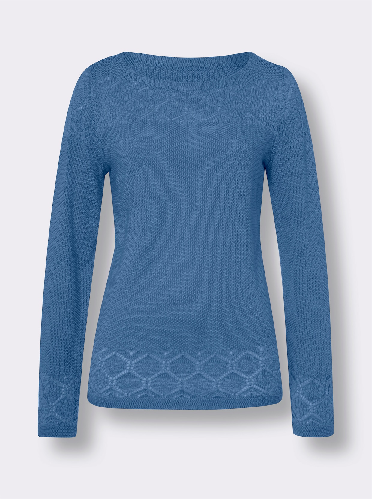 Langarm-Pullover - mittelblau