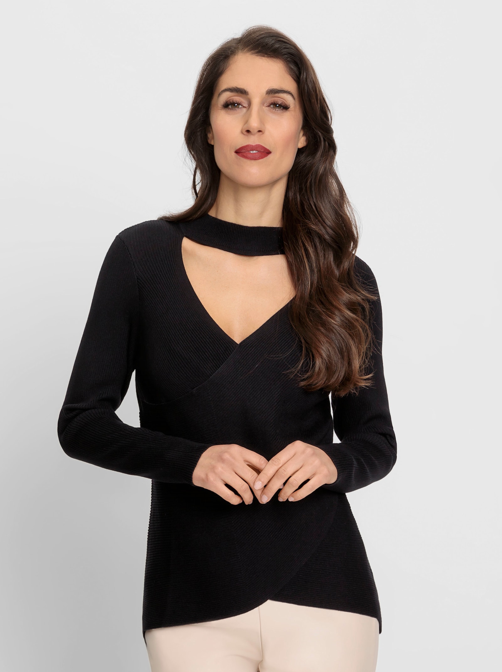 heine Pullover im Wickel-Look - schwarz