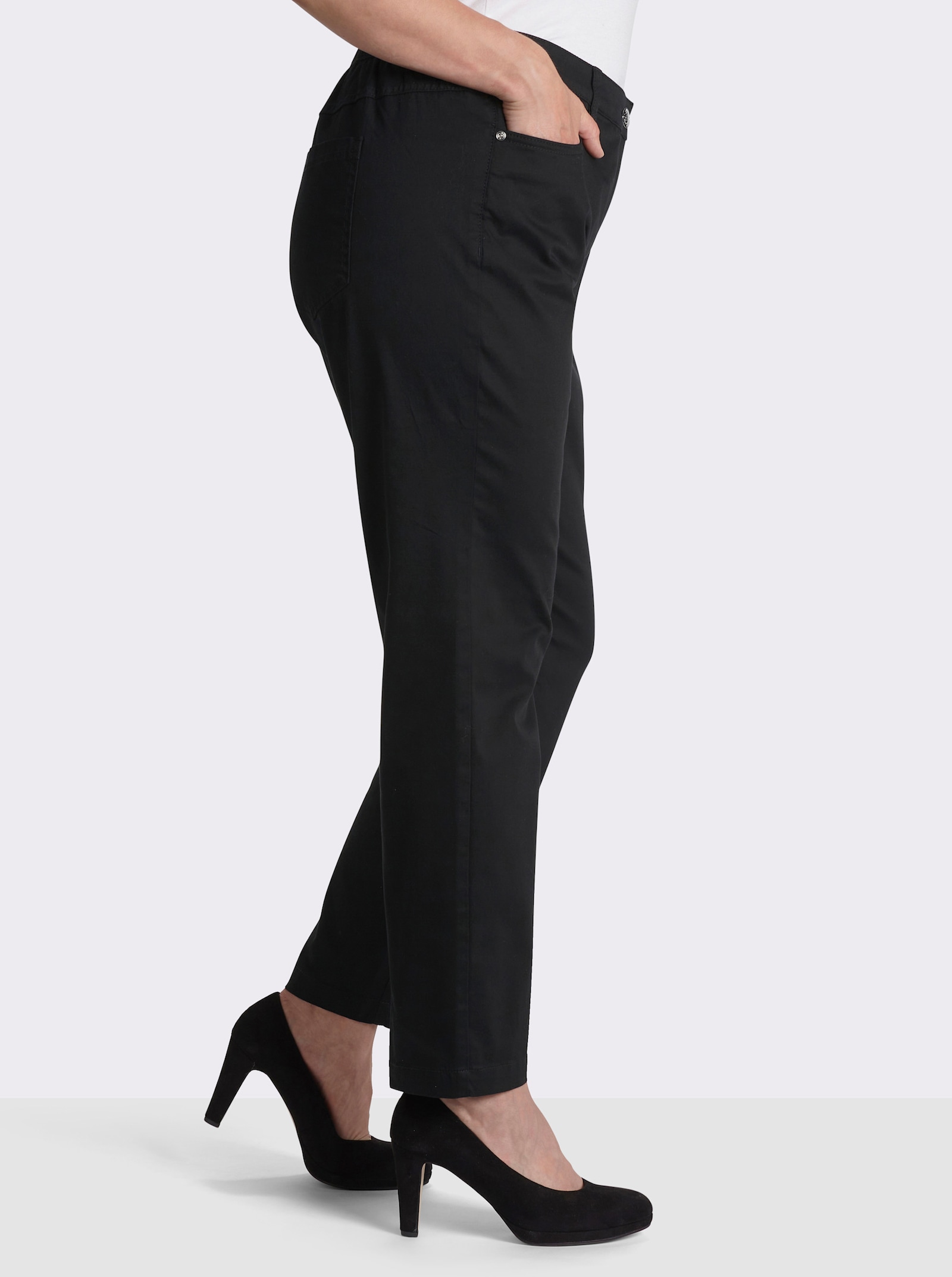 sheego 5-Pocket-Hose mit Shaping-Einsatz vorn - schwarz