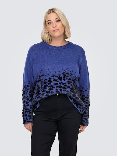 ONLY CARMAKOMA Rundhalspullover - sodalite blue pattern:black