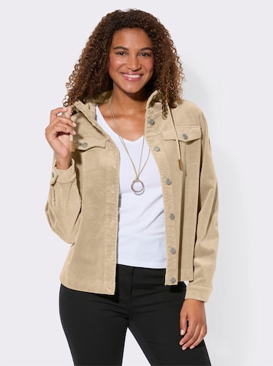 Cordjacke mit Kapuze - sand