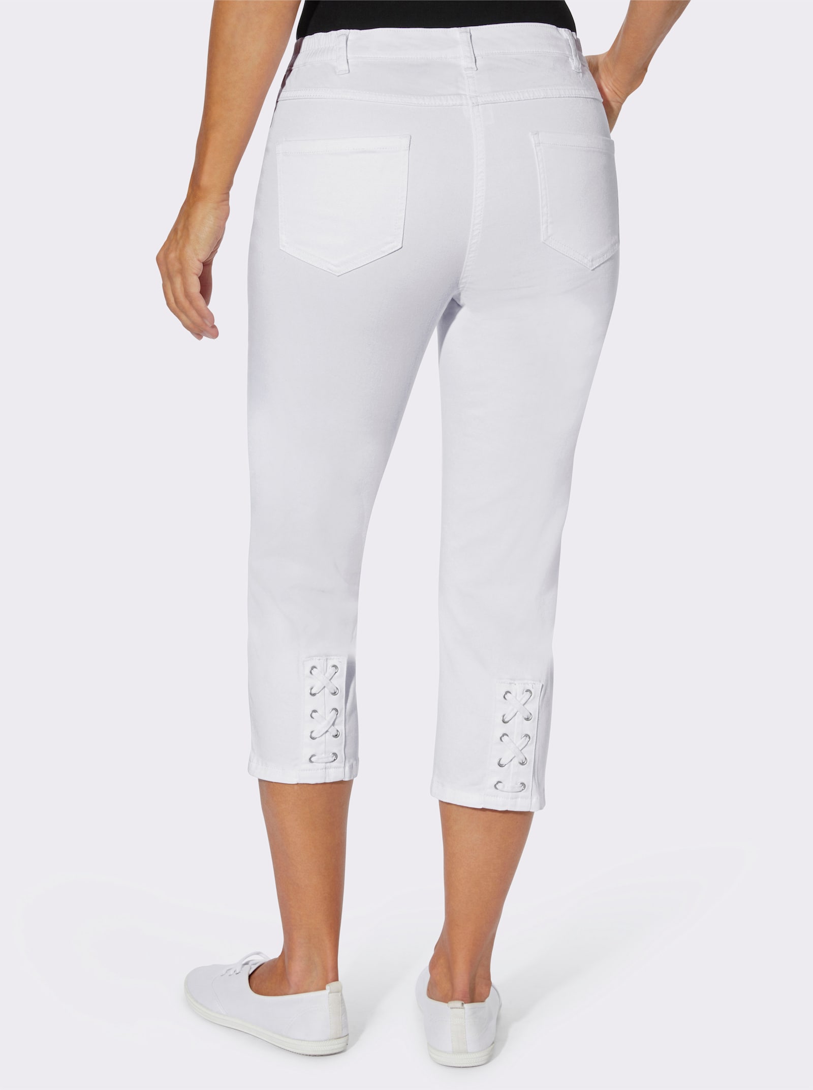 3/4-Jeans mit Zier-Schnürungen - weiß