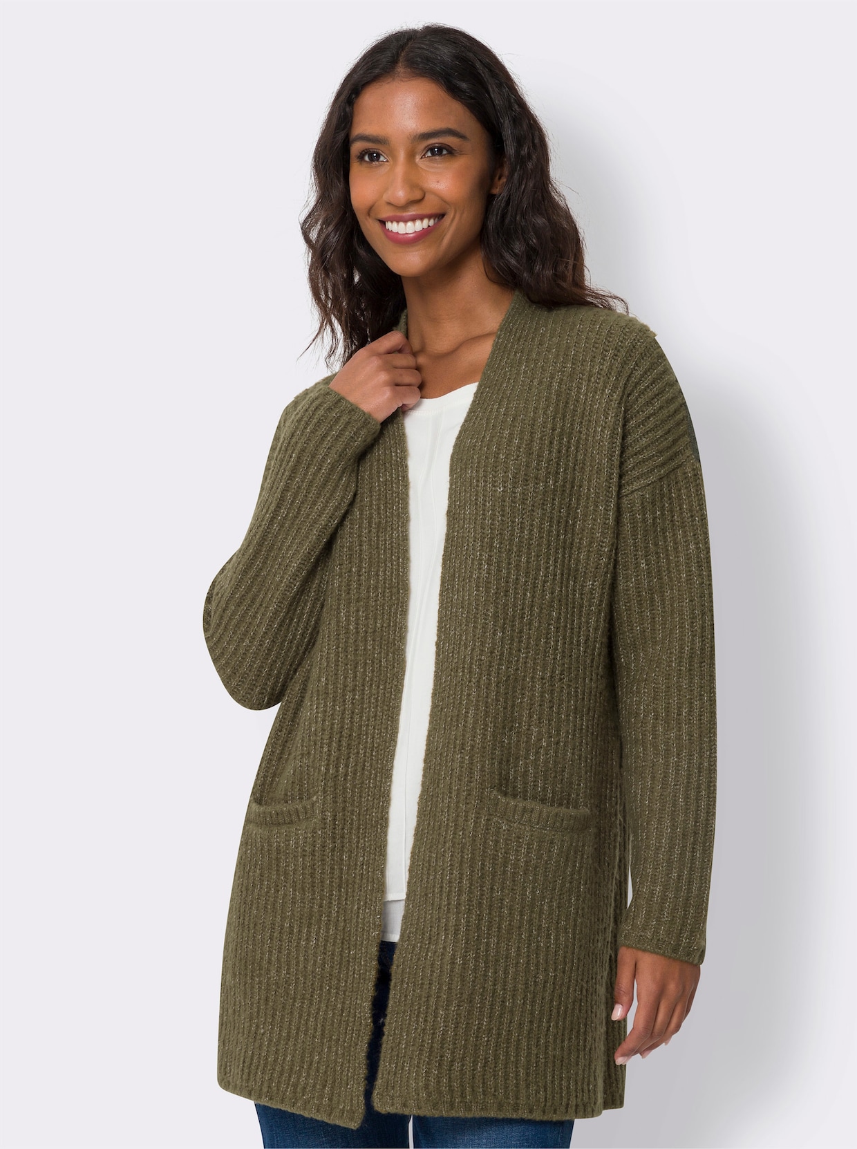 heine Strickjacke - khaki-meliert