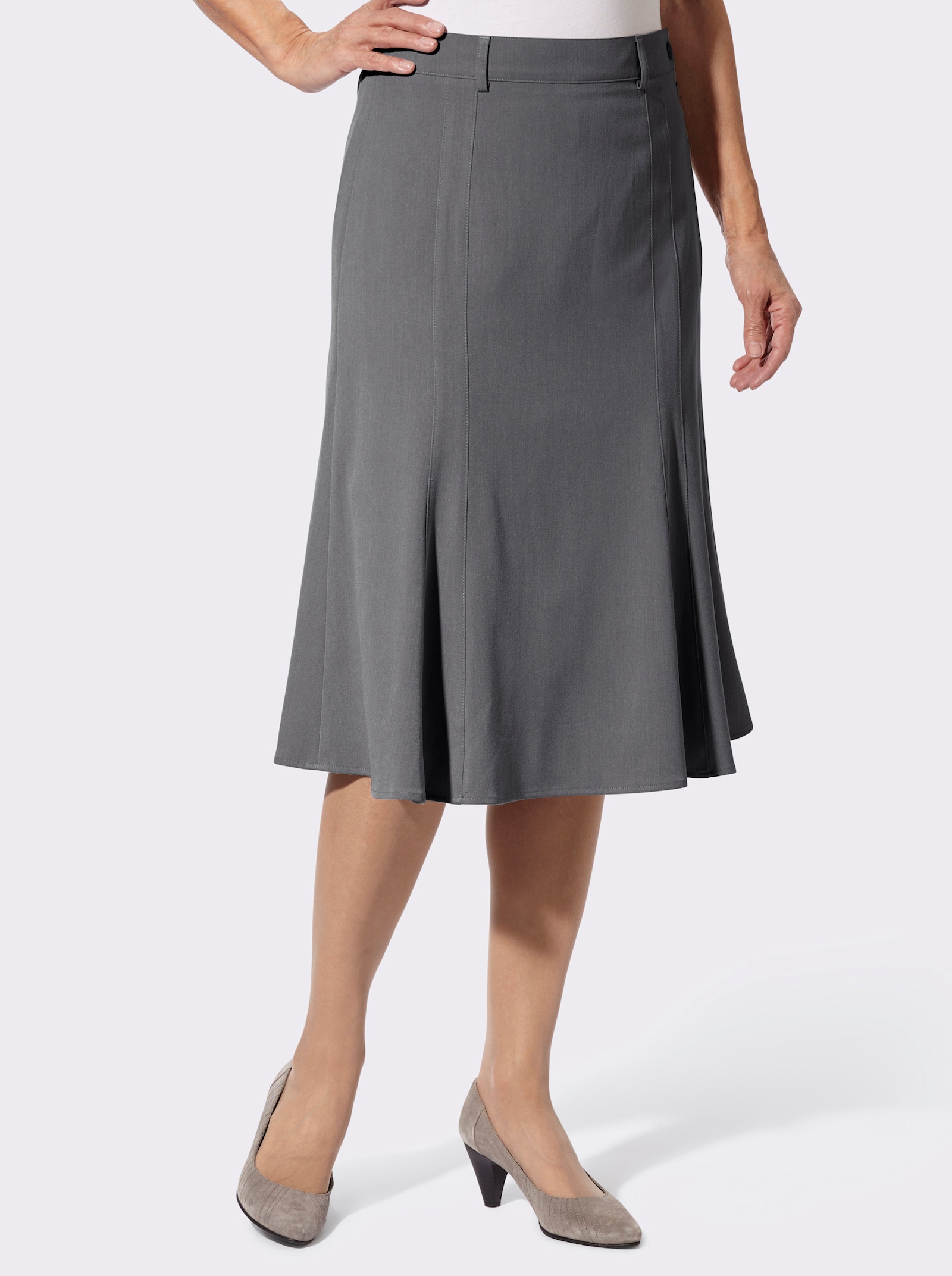 Bahnenrock in Godetform - anthrazit-meliert