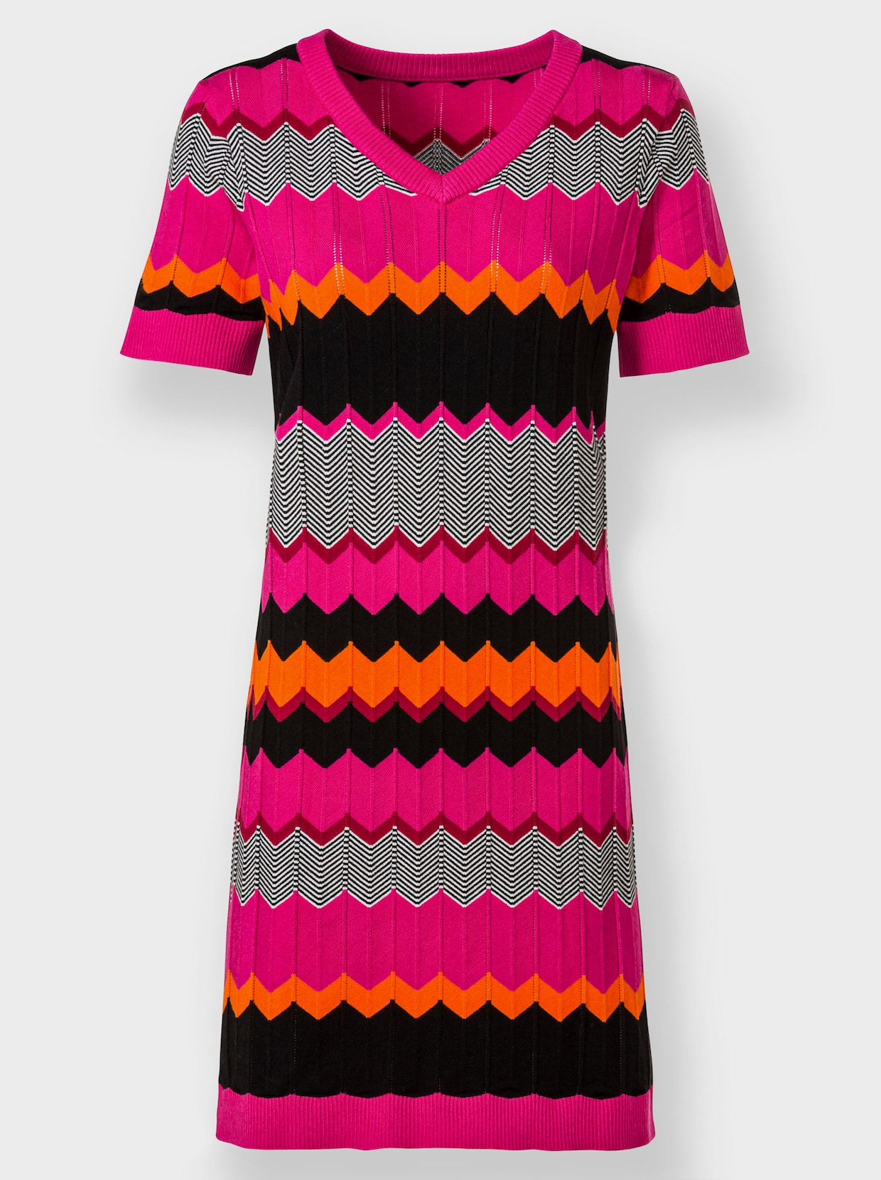 heine Robe en tricot - fuchsia-noir à motifs