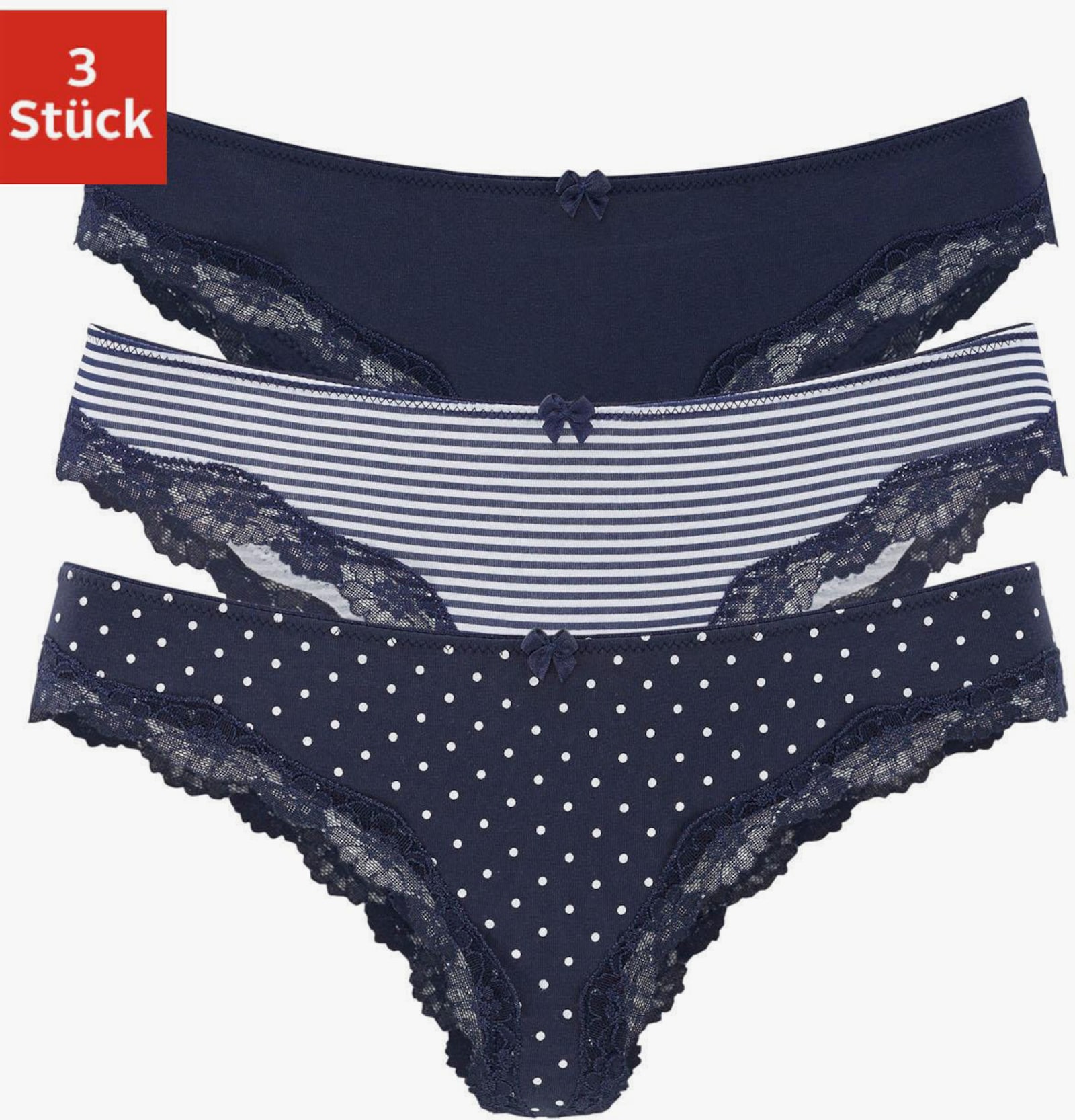 LASCANA Brazilian slip - marine gestippeld, gestreept, effen