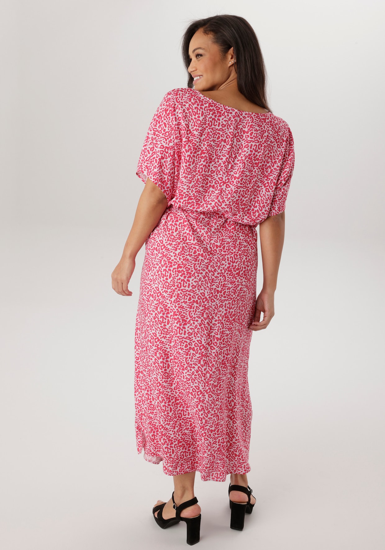 Aniston PLUS Strandkleid - weiß-pink-flieder