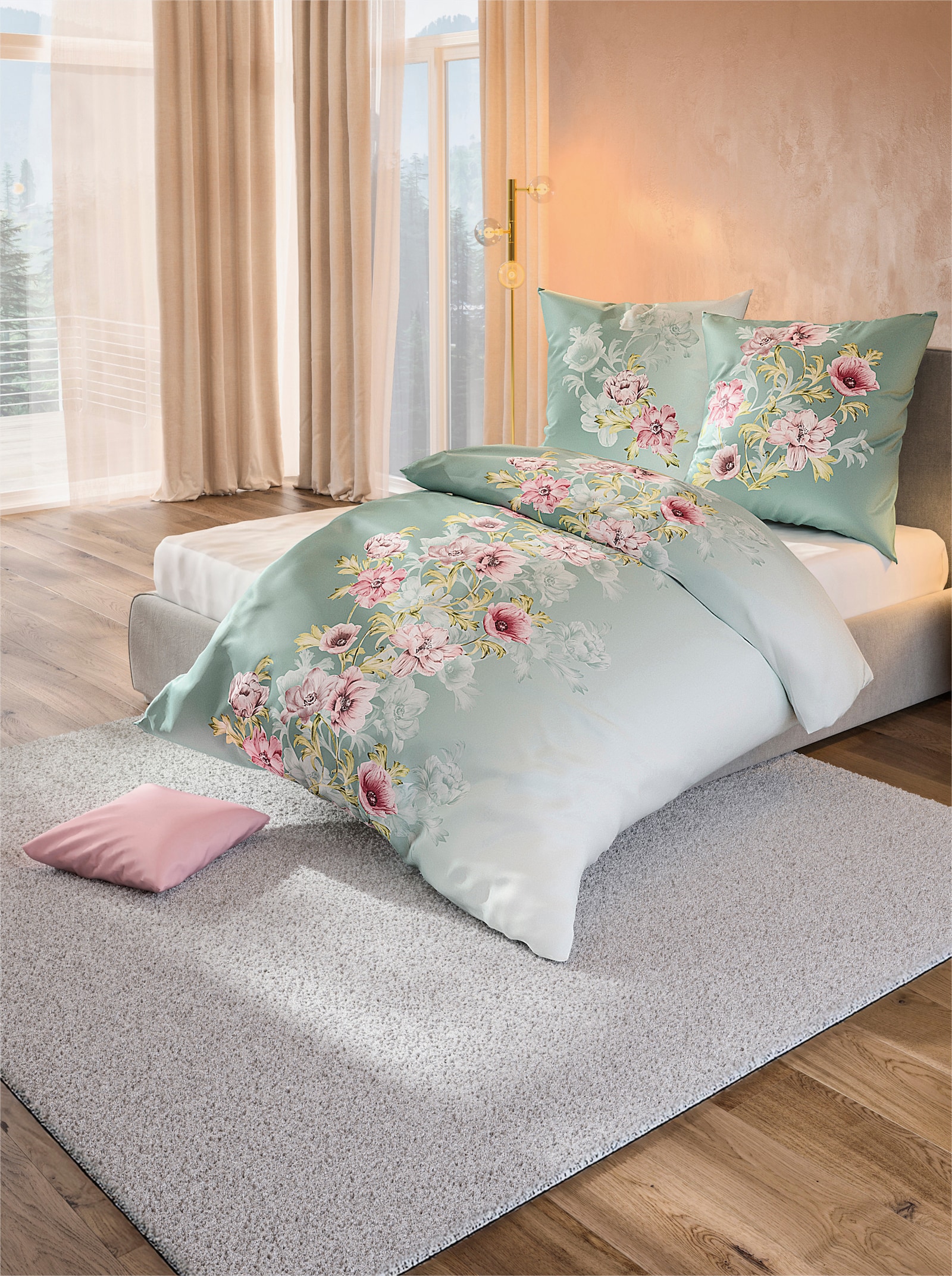 Kaeppel Bettwäsche - kalkmint-himbeere-bedruckt